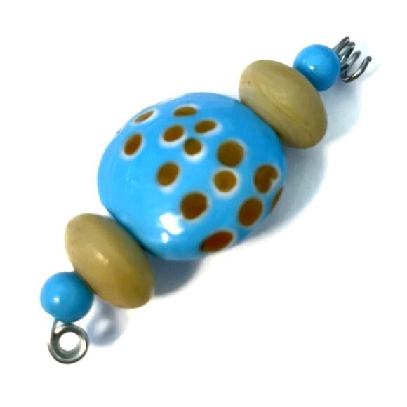 As Low As $2 Sky Blue & Matte Tan Handmade Lampwork Artisan Bead Mix (5) - Picture 2 of 2